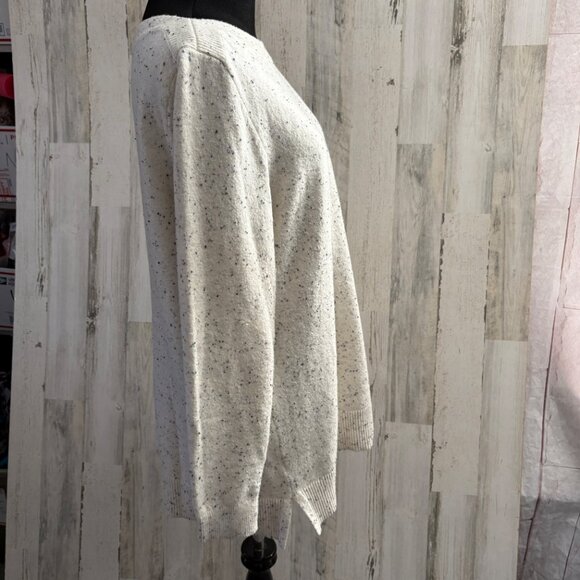 LOFT Women's Size Large Boatneck Long Sweater Ivory Speckle Yarn Knit - Picture 3 of 7